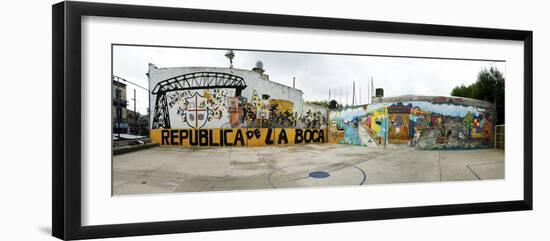 Mural Painted at Basketball Court, La Boca, Buenos Aires, Argentina-null-Framed Photographic Print