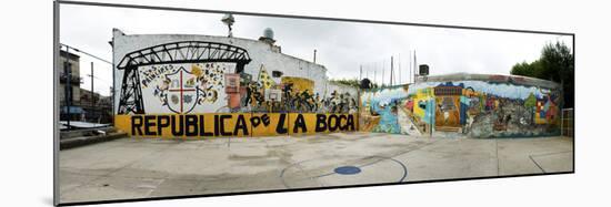 Mural Painted at Basketball Court, La Boca, Buenos Aires, Argentina-null-Mounted Photographic Print
