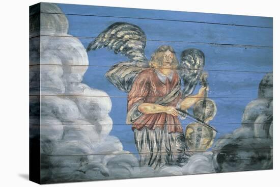 Mural Painted on a Wooden Wall, Ethnographic Open-Air Museum, Riga, Latvia-null-Stretched Canvas