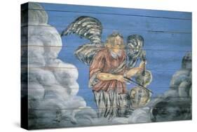 Mural Painted on a Wooden Wall, Ethnographic Open-Air Museum, Riga, Latvia-null-Stretched Canvas