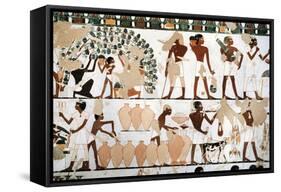 Mural Painting Depicting Scene of Grape Picking and Wine Production, from New Kingdom-null-Framed Stretched Canvas