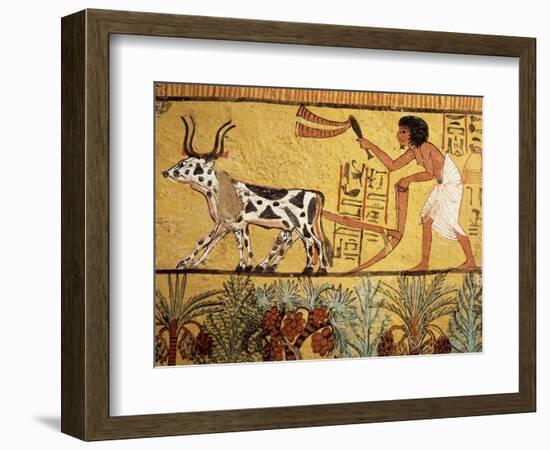 Mural Painting Depicting Sennedjem Ploughing Fields of Iaru-null-Framed Giclee Print