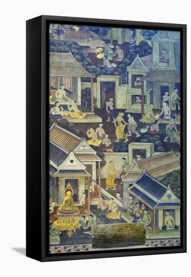 Mural with Scenes of Thai Culture, Wat Pho, Bangkok, Thailand-null-Framed Stretched Canvas