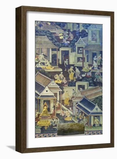 Mural with Scenes of Thai Culture, Wat Pho, Bangkok, Thailand-null-Framed Giclee Print