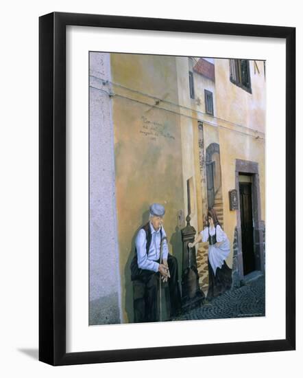 Murals in the Village of Tinura, Bosa Region, Island of Sardinia, Italy, Mediterranean-Bruno Morandi-Framed Photographic Print