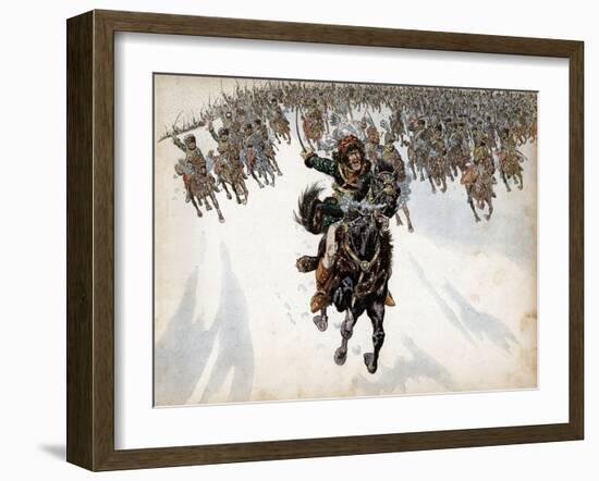 Murat at the Head of the Cavalry in Battle of Eylau-Jacques de Breville-Framed Art Print