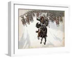 Murat at the Head of the Cavalry in Battle of Eylau-Jacques de Breville-Framed Art Print
