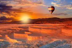 Beautiful Sunrise and Natural Travertine Pools and Terraces, Pamukkale, Turkey-muratart-Photographic Print