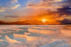 Beautiful Sunrise and Natural Travertine Pools and Terraces, Pamukkale, Turkey-muratart-Photographic Print