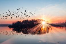 Beautiful Sunrise and Natural Travertine Pools and Terraces, Pamukkale, Turkey-muratart-Photographic Print