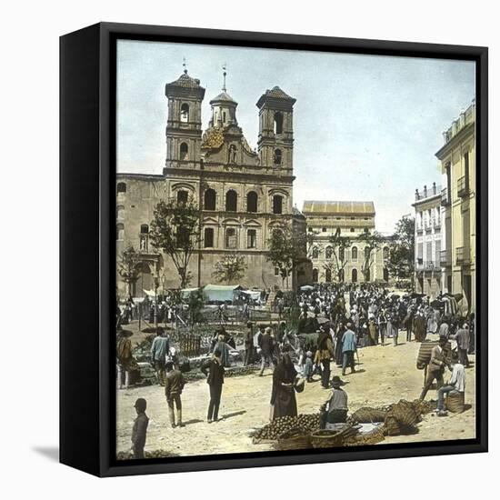 Murcia (Spain), the Square and the Santo Domigo Church (1543-1742) on a Market Day, Circa 1885-1890-Leon, Levy et Fils-Framed Stretched Canvas