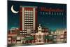 Murfreesboro, Tennessee - Retro Style Skyline-Lantern Press-Mounted Art Print