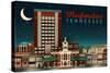 Murfreesboro, Tennessee - Retro Style Skyline-Lantern Press-Stretched Canvas