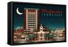 Murfreesboro, Tennessee - Retro Style Skyline-Lantern Press-Framed Stretched Canvas