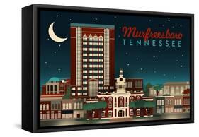 Murfreesboro, Tennessee - Retro Style Skyline-Lantern Press-Framed Stretched Canvas