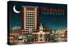 Murfreesboro, Tennessee - Retro Style Skyline-Lantern Press-Stretched Canvas