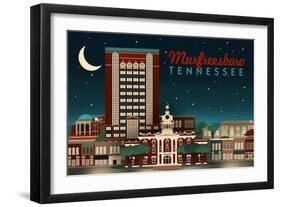 Murfreesboro, Tennessee - Retro Style Skyline-Lantern Press-Framed Art Print