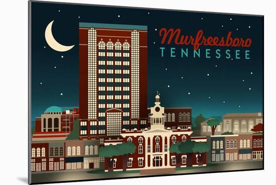 Murfreesboro, Tennessee - Retro Style Skyline-Lantern Press-Mounted Art Print