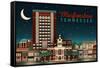 Murfreesboro, Tennessee - Retro Style Skyline-Lantern Press-Framed Stretched Canvas