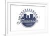 Murfreesboro, Tennessee - Skyline Seal (Blue)-Lantern Press-Framed Premium Giclee Print