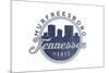 Murfreesboro, Tennessee - Skyline Seal (Blue)-Lantern Press-Mounted Premium Giclee Print