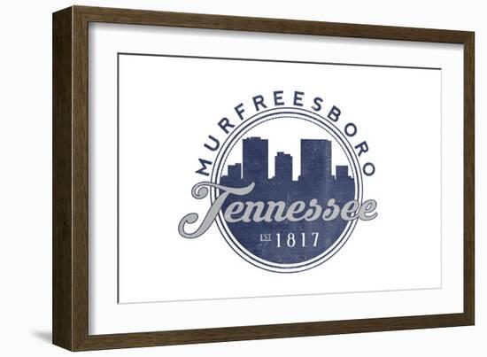 Murfreesboro, Tennessee - Skyline Seal (Blue)-Lantern Press-Framed Art Print