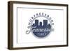 Murfreesboro, Tennessee - Skyline Seal (Blue)-Lantern Press-Framed Art Print