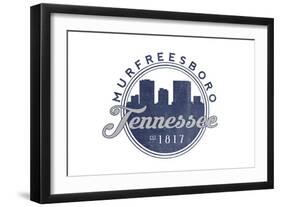 Murfreesboro, Tennessee - Skyline Seal (Blue)-Lantern Press-Framed Art Print