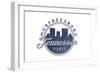 Murfreesboro, Tennessee - Skyline Seal (Blue)-Lantern Press-Framed Art Print