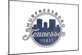 Murfreesboro, Tennessee - Skyline Seal (Blue)-Lantern Press-Mounted Art Print