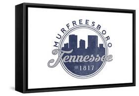 Murfreesboro, Tennessee - Skyline Seal (Blue)-Lantern Press-Framed Stretched Canvas