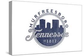 Murfreesboro, Tennessee - Skyline Seal (Blue)-Lantern Press-Stretched Canvas