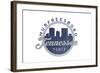 Murfreesboro, Tennessee - Skyline Seal (Blue)-Lantern Press-Framed Art Print