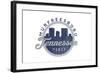 Murfreesboro, Tennessee - Skyline Seal (Blue)-Lantern Press-Framed Art Print