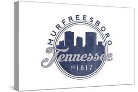 Murfreesboro, Tennessee - Skyline Seal (Blue)-Lantern Press-Stretched Canvas