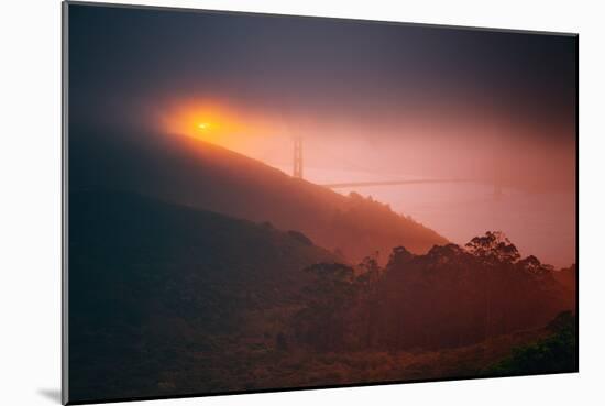 Murky Gold, Golden Gate, Sun and Fog, San Francisco-null-Mounted Photographic Print