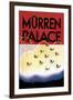 Murren Palace: Skiing at Sunset-Willy Trap-Framed Art Print