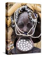 Mursi Lady with Lip Plate, South Omo Valley, Ethiopia, Africa-Jane Sweeney-Stretched Canvas