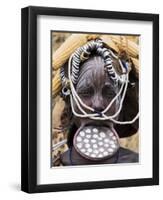 Mursi Lady with Lip Plate, South Omo Valley, Ethiopia, Africa-Jane Sweeney-Framed Premium Photographic Print