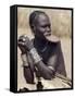 Mursi Woman Wearing a Large Clay Lip Plate, Omo Delta, Ethiopia-Nigel Pavitt-Framed Stretched Canvas