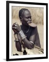 Mursi Woman Wearing a Large Clay Lip Plate, Omo Delta, Ethiopia-Nigel Pavitt-Framed Photographic Print