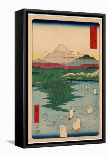 Musashi Noge Yokohama-Utagawa Hiroshige-Framed Stretched Canvas