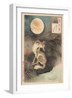 Musashi Plain Moon, 1891-92 (Nishiki-E Woodblock Print, with Bokashi)-Tsukioka Yoshitoshi-Framed Giclee Print