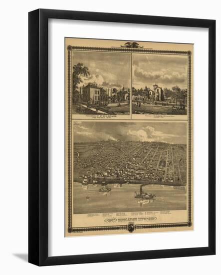 Muscatine, Iowa - Panoramic Map-Lantern Press-Framed Art Print