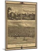 Muscatine, Iowa - Panoramic Map-Lantern Press-Mounted Art Print