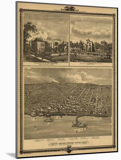 Muscatine, Iowa - Panoramic Map-Lantern Press-Mounted Art Print