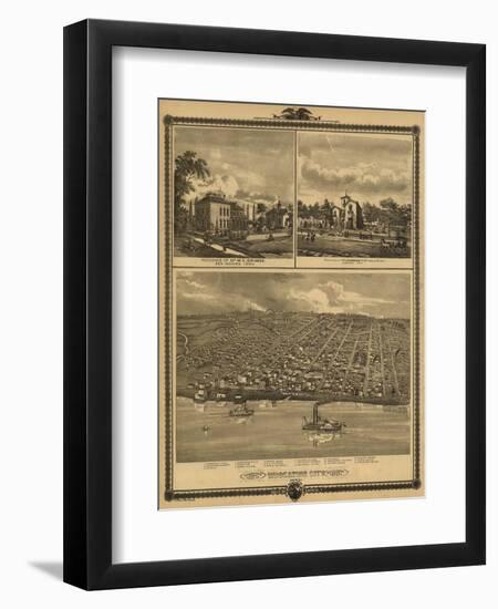 Muscatine, Iowa - Panoramic Map-Lantern Press-Framed Art Print