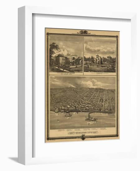 Muscatine, Iowa - Panoramic Map-Lantern Press-Framed Art Print