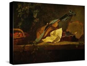 Muscial Instruments and a Basket with Fruit-Jean-Baptiste Simeon Chardin-Stretched Canvas