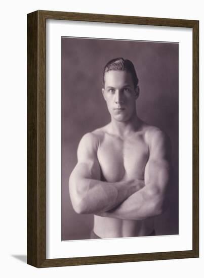 Muscle Man with Arms Crossed-null-Framed Art Print